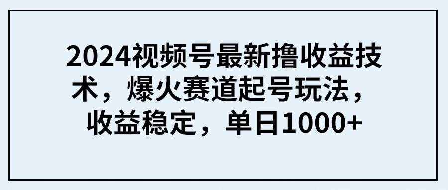 （9651期） 2024视频号最新撸收益技术，爆火赛道起号玩法，收益稳定，单日1000+-泰戈创艺资源库