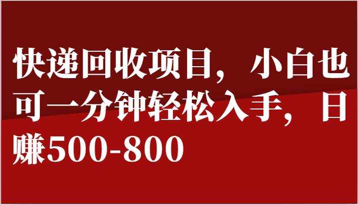 快递回收项目，小白也可一分钟轻松入手，日赚500-800-泰戈创艺资源库