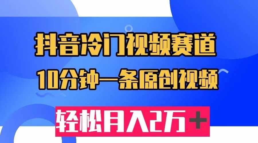 抖音冷门视频赛道，10分钟一条视频，轻松月入2W＋-泰戈创艺资源库