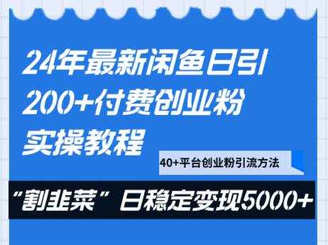 24年最新闲鱼日引200+付费创业粉，割韭菜每天5000+收益实操教程！-泰戈创艺资源库