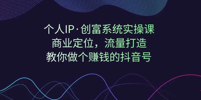 个人IP·创富系统实操课：商业定位，流量打造，教你做个赚钱的抖音号-泰戈创艺资源库