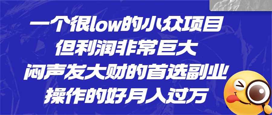 一个很low的小众项目，但利润非常巨大，闷声发大财的首选副业，操作的好月入过万-泰戈创艺资源库