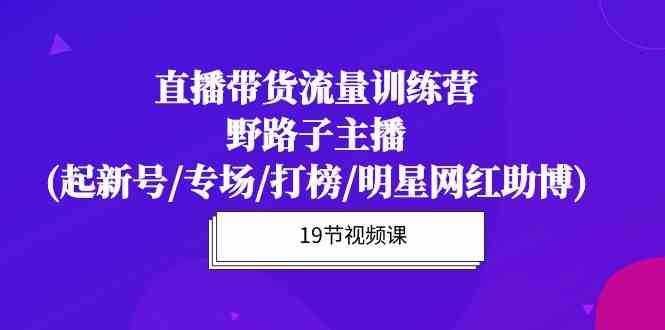 直播带货流量特训营，野路子主播(起新号/专场/打榜/明星网红助博)-泰戈创艺资源库