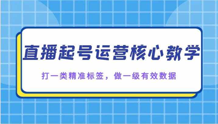 直播起号运营核心教学，打一类精准标签，做一级有效数据-泰戈创艺资源库