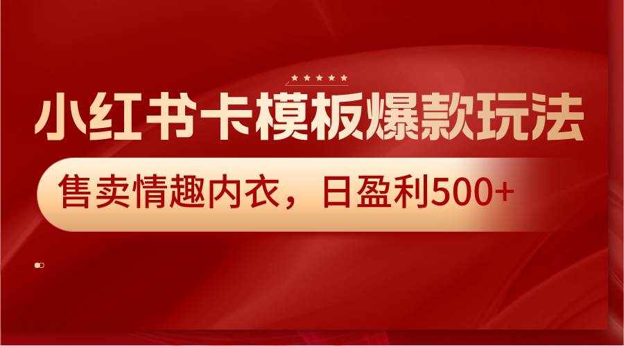 小红书卡模板爆款玩法，售卖情趣内衣，日盈利500+-泰戈创艺资源库