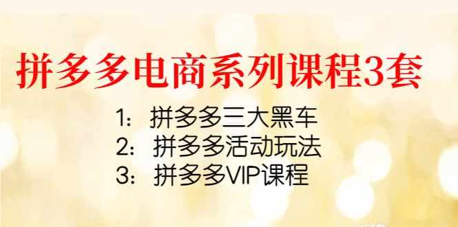 拼多多电商系列课程3套：拼多多三大黑车+拼多多活动玩法+拼多多VIP课程-泰戈创艺资源库