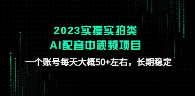 2023实操实拍类AI配音中视频项目，一个账号每天大概50+左右，长期稳定-泰戈创艺资源库