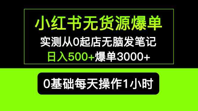 小红书无货源爆单 实测从0起店无脑发笔记爆单3000+长期项目可多店-泰戈创艺资源库