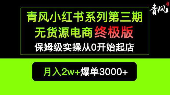 小红书无货源电商爆单终极版【视频教程+实战手册】保姆级实操从0起店爆单-泰戈创艺资源库