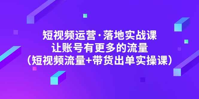 短视频运营·落地实战课 让账号有更多的流量（短视频流量+带货出单实操）-泰戈创艺资源库