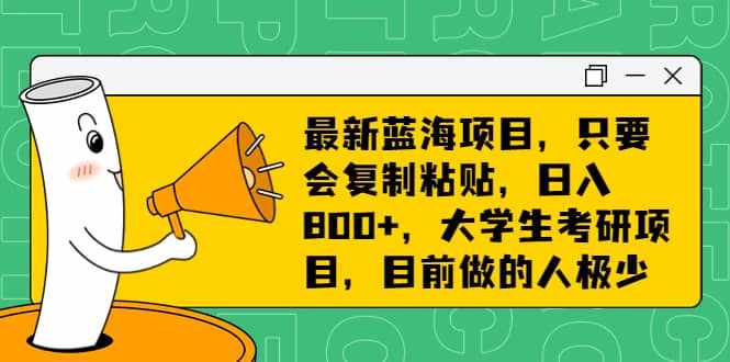 最新蓝海项目，只要会复制粘贴，日入800+，大学生考研项目，目前做的人极少-泰戈创艺资源库