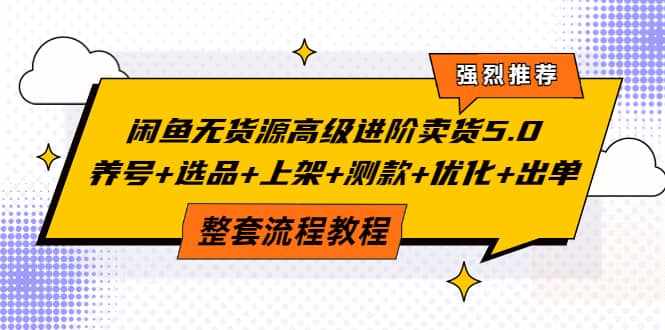 闲鱼无货源高级进阶卖货5.0，养号+选品+上架+测款+优化+出单整套流程教程-泰戈创艺资源库