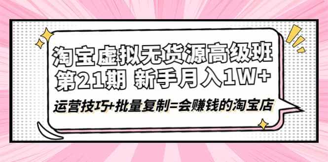 淘宝虚拟无货源高级班【第21期】运营技巧+批量复制=会赚钱的淘宝店-泰戈创艺资源库