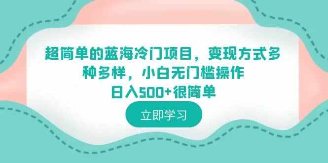 超简单的蓝海冷门项目，变现方式多种多样，小白无门槛操作日入500+很简单-泰戈创艺资源库