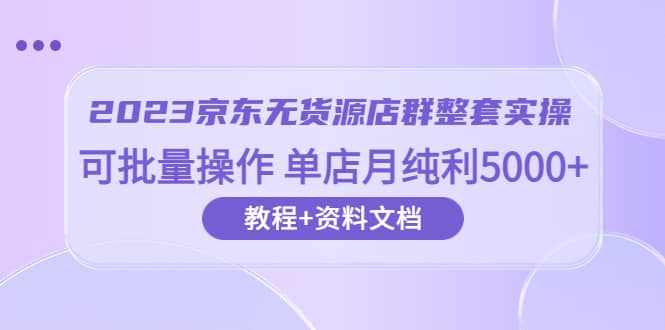 2023京东-无货源店群整套实操 可批量操作 单店月纯利5000+63节课+资料文档-泰戈创艺资源库