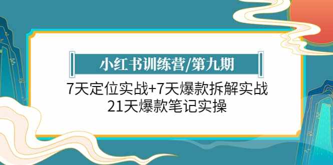 小红书训练营/第九期：7天定位实战+7天爆款拆解实战，21天爆款笔记实操-泰戈创艺资源库