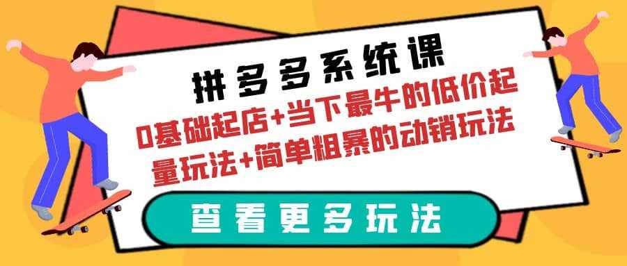 拼多多系统课：0基础起店+当下最牛的低价起量玩法+简单粗暴的动销玩法-泰戈创艺资源库