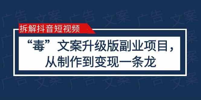 拆解抖音短视频：“毒”文案升级版副业项目，从制作到变现（教程+素材）-泰戈创艺资源库