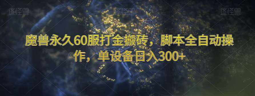 魔兽永久60服打金搬砖，脚本全自动操作，单设备日入300+【揭秘】-泰戈创艺资源库