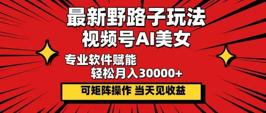 （12798期）最新野路子玩法，视频号AI美女，当天见收益，轻松月入30000＋-泰戈创艺资源库