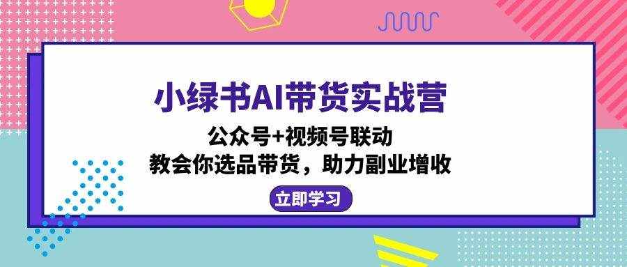 （12848期）小绿书AI带货实战营：公众号+视频号联动，教会你选品带货，助力副业增收-泰戈创艺资源库