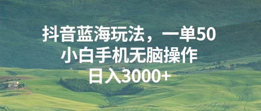 （13353期）抖音蓝海玩法，一单50，小白手机无脑操作，日入3000+-泰戈创艺资源库