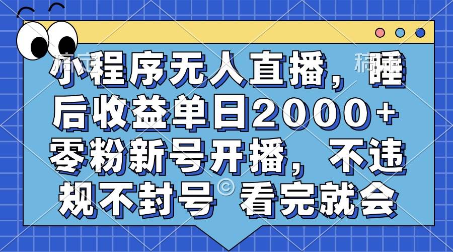 （13251期）小程序无人直播，睡后收益单日2000+ 零粉新号开播，不违规不封号 看完就会-泰戈创艺资源库