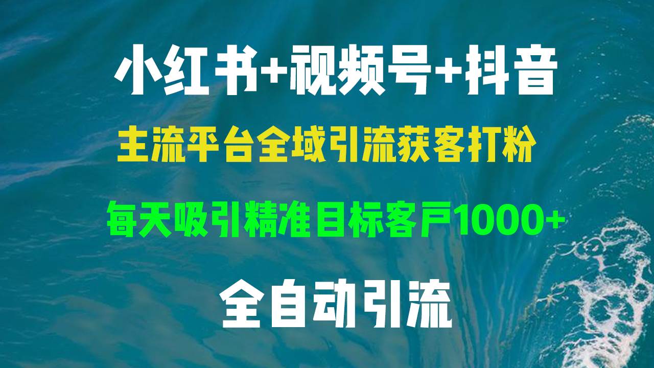 （13104期）小红书，视频号，抖音主流平台全域引流获客打粉，每天吸引精准目标客户…-泰戈创艺资源库