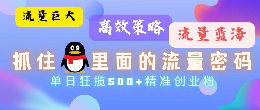 （13068期）流量蓝海，抓住QQ里面的流量密码！高效策略，单日狂揽500+精准创业粉-泰戈创艺资源库