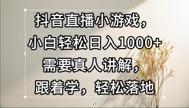 （13075期）抖音直播小游戏，小白轻松日入1000+需要真人讲解，跟着学，轻松落地-泰戈创艺资源库