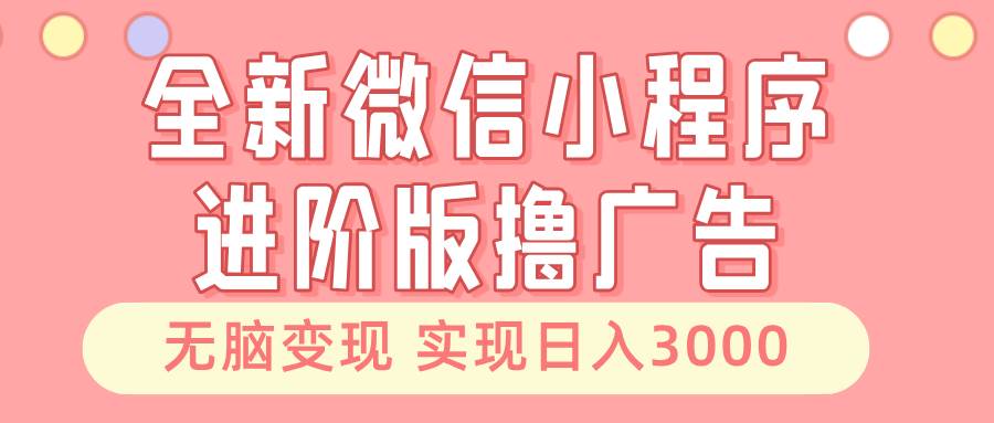 （13197期）全新微信小程序进阶版撸广告 无脑变现睡后也有收入 日入3000＋-泰戈创艺资源库