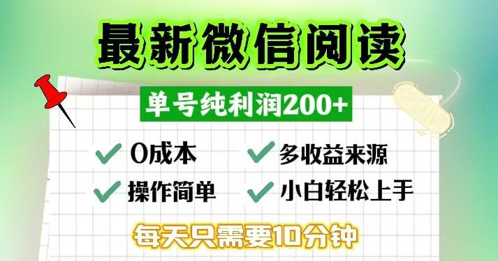 （13108期）微信阅读最新玩法，每天十分钟，单号一天200+，简单0零成本，当日提现-泰戈创艺资源库