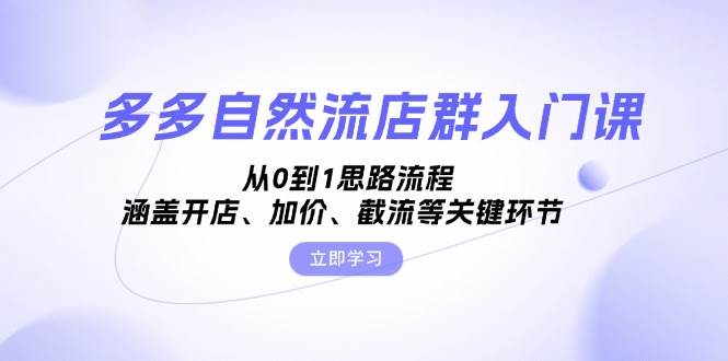 （13279期）多多自然流店群入门课，从0到1思路流程，涵盖开店、加价、截流等关键环节-泰戈创艺资源库