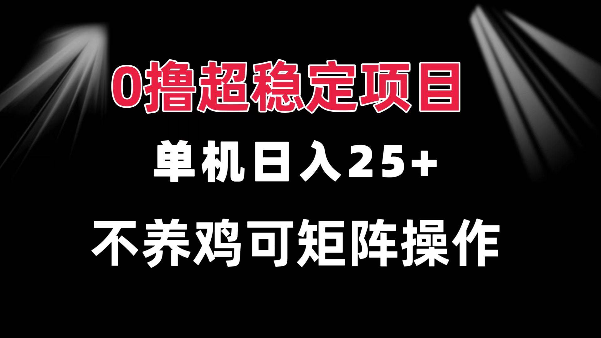 （13355期）0撸项目 单机日入25+ 可批量操作 无需养鸡 长期稳定 做了就有-泰戈创艺资源库