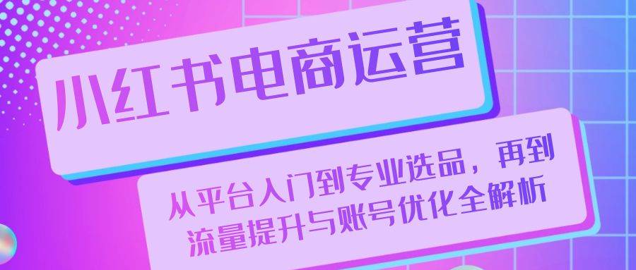 （13043期）小红书电商运营：从平台入门到专业选品，再到流量提升与账号优化全解析-泰戈创艺资源库