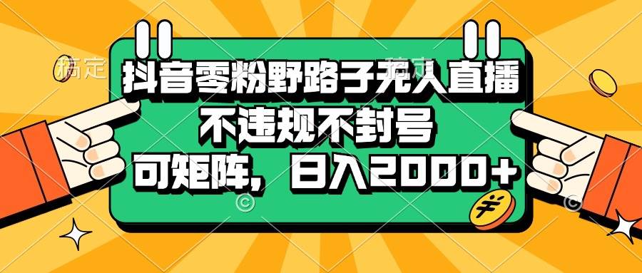 （13336期）抖音零粉野路子无人直播，不违规不封号，可矩阵，日入2000+-泰戈创艺资源库