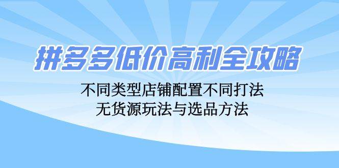 （12897期）拼多多低价高利全攻略：不同类型店铺配置不同打法，无货源玩法与选品方法-泰戈创艺资源库