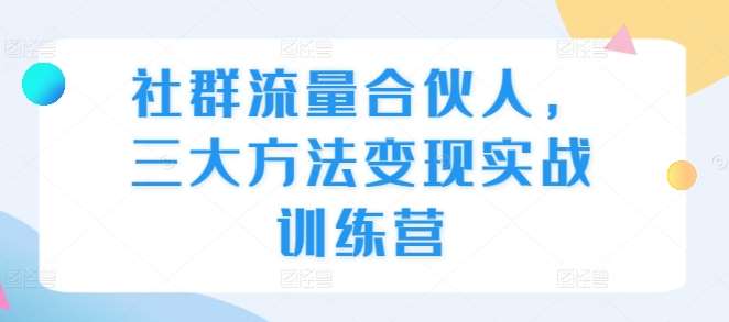 社群流量合伙人，三大方法变现实战训练营-泰戈创艺资源库