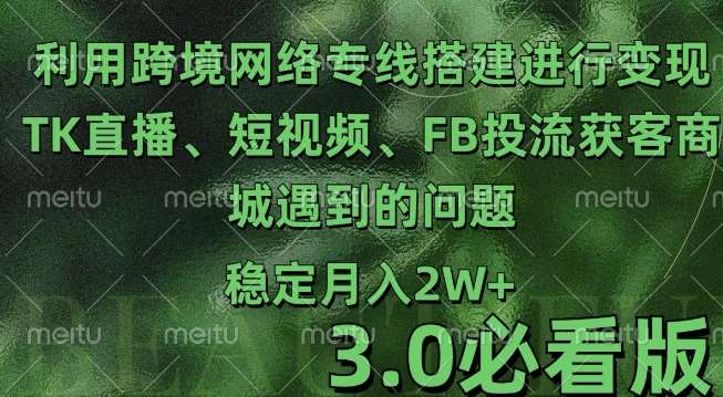 利用跨境电商网络及搭建TK直播、短视频、FB投流获客以及商城遇到的问题进行变现3.0必看版【揭秘】-泰戈创艺资源库