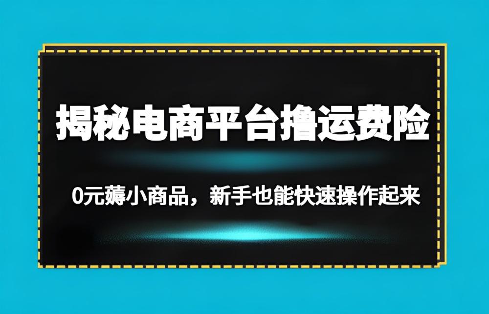 揭秘电商平台撸运费险，0元薅小商品，新手也能快速操作起来-泰戈创艺资源库