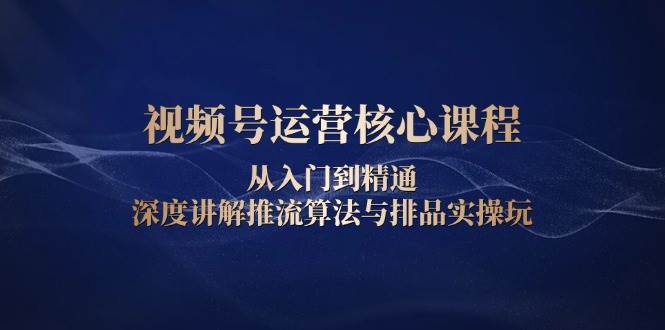 视频号运营核心课程，从入门到精通，深度讲解推流算法与排品实操玩-泰戈创艺资源库